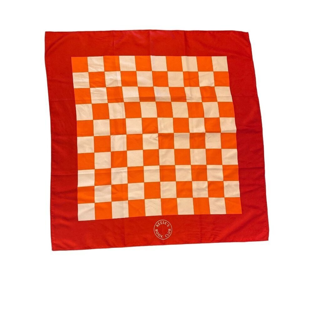 Reese's Book Club Scarf Red Orange Checked Promo‎